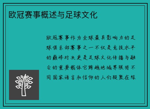 欧冠赛事概述与足球文化